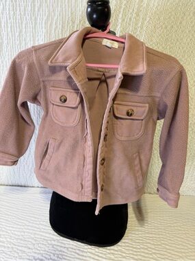 ODDY Mauve Pink Fleece Button-Front Jean Jacket